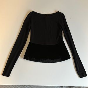 Bailey 44 black top with crushed velvet bottom